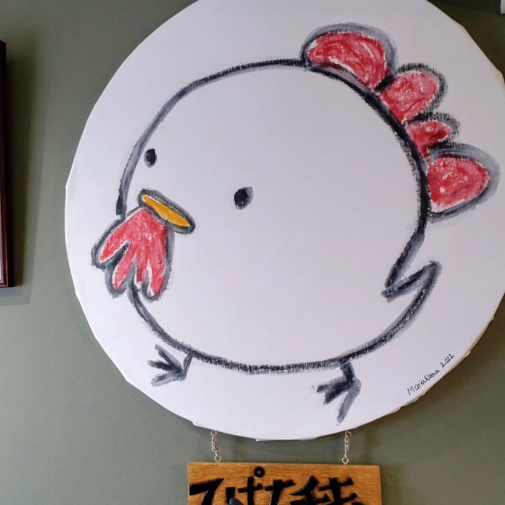 てっぱちチキンの鶏のマスコット