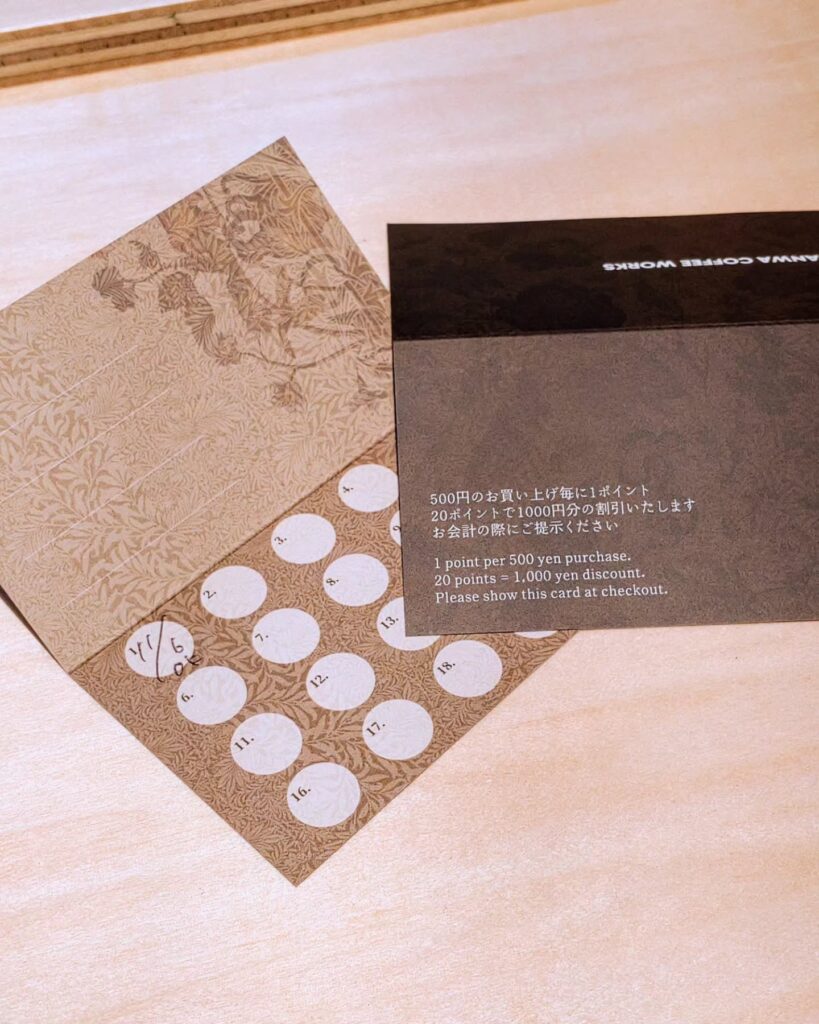 SANWA COFFEE WORKS（サンワコーヒーワークス）京都店のポイントカード