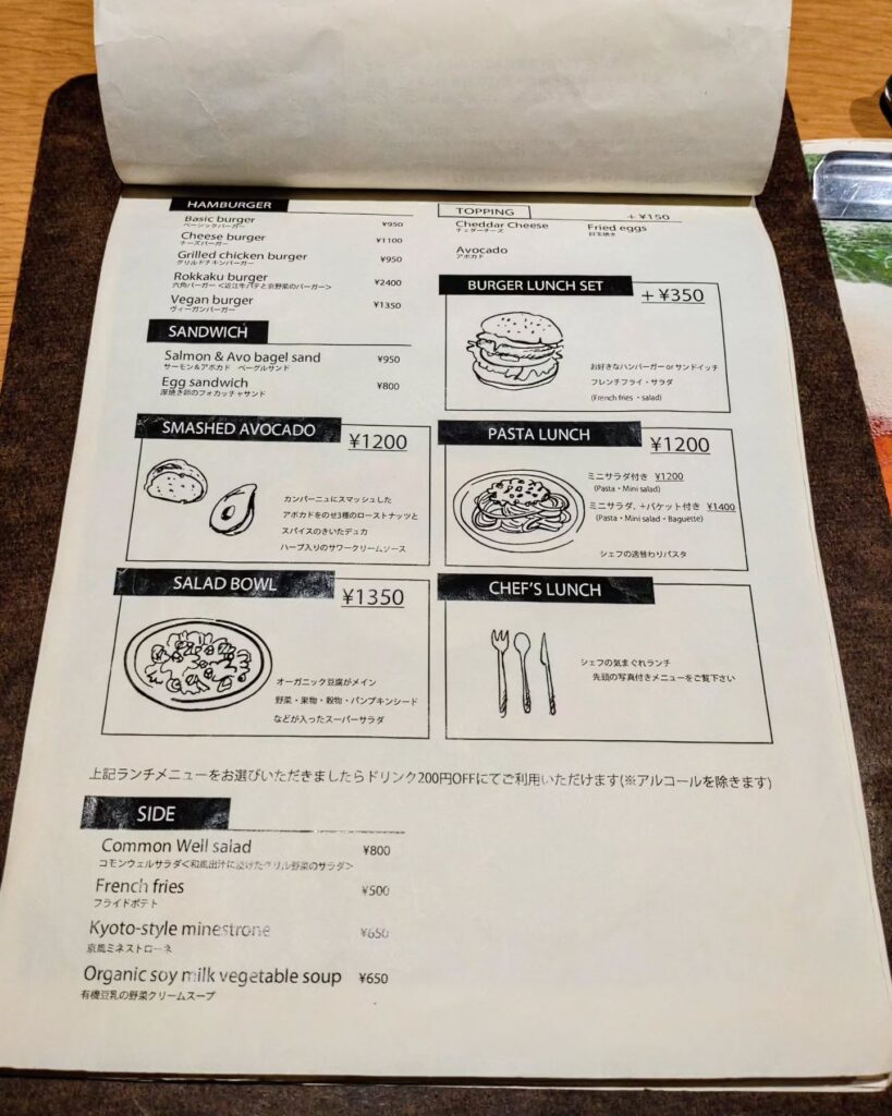 Common Well（コモンウェル）のフードメニュー