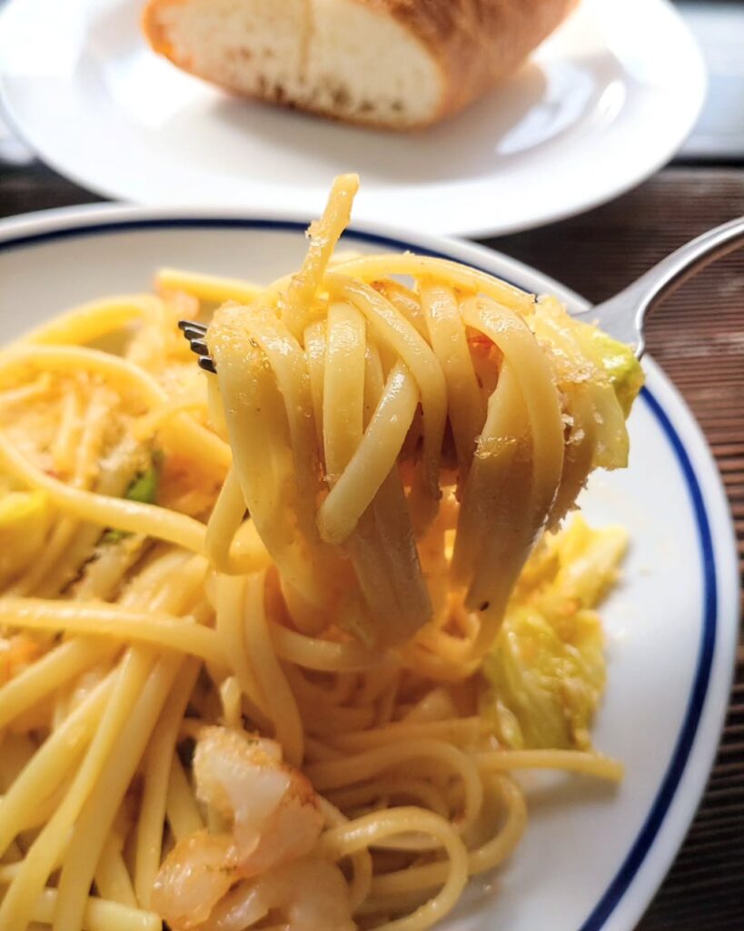 kaburaの海老と春キャベツのパスタ